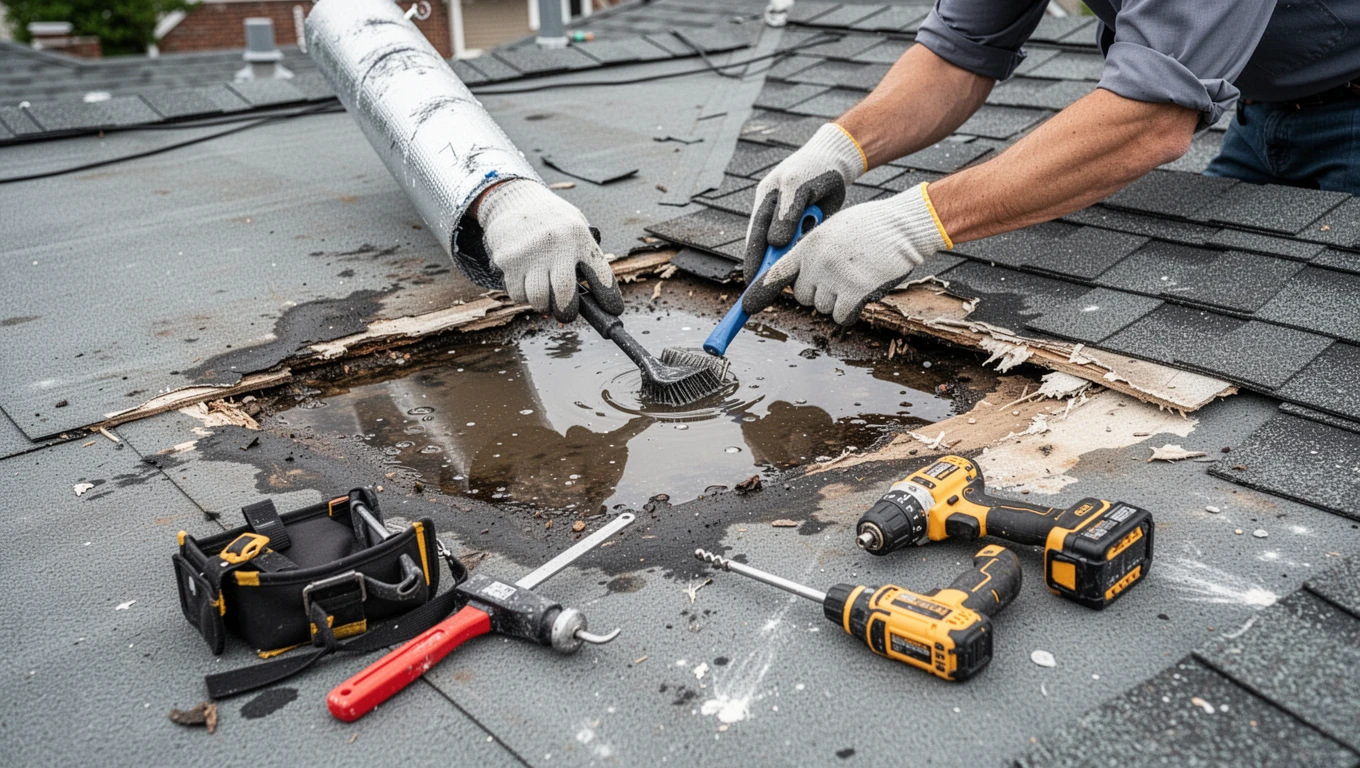 Roof Leak Water Damage Repair