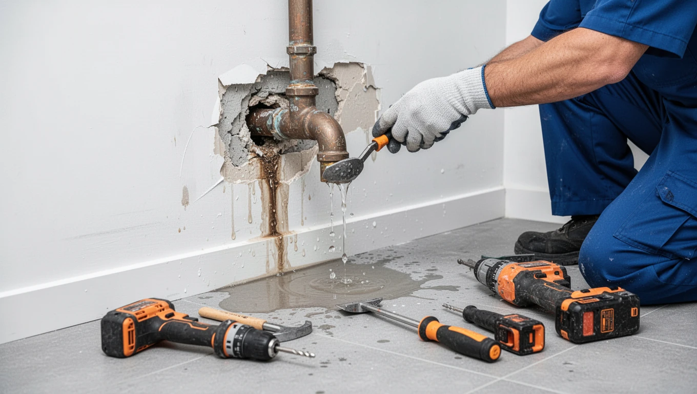 Leaking Pipe Water Damage Repair